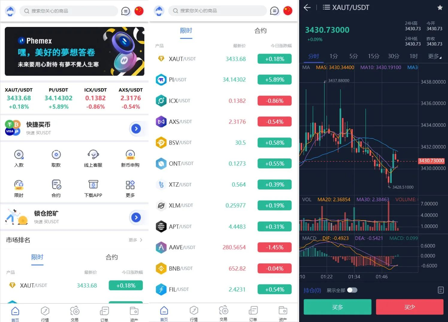 Phemex多语言交易所源码:期权/合约/新币申购/锁仓挖矿/平台币全功能插图_崭新源码 Phemex多语言交易所源码:期权/合约/新币申购/锁仓挖矿/平台币全功能插图_崭新源码